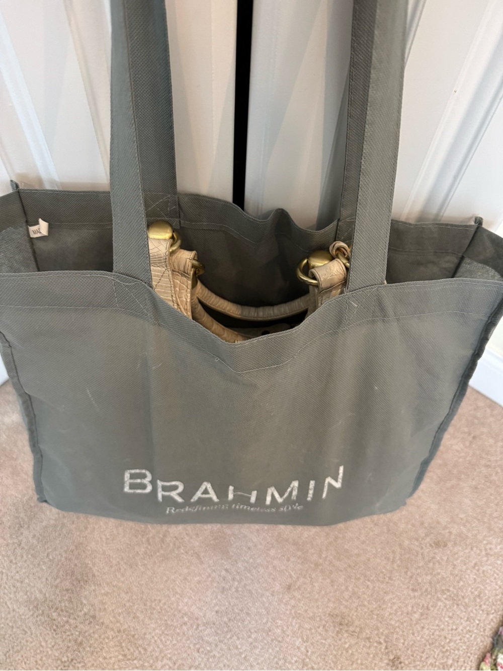 Brahmin Melbourne Ivory Croc-Embossed Leather Tote